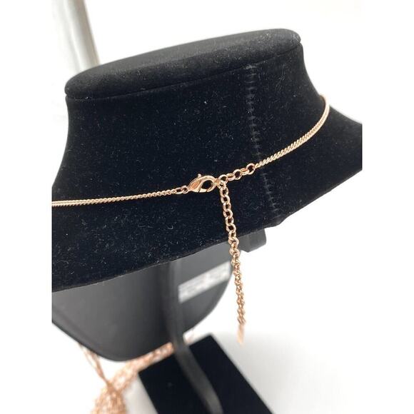 LUV AJ Necklace Rose Gold Tone Asymmetrical Long Two Strands 35”+3” - Picture 10 of 10